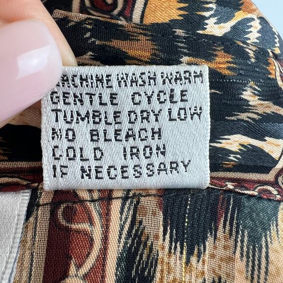 VINTAGE Yves St. Clair Button Down Shirt Top Leopard Print Long Sleeves Size 16 - Picture 9 of 9